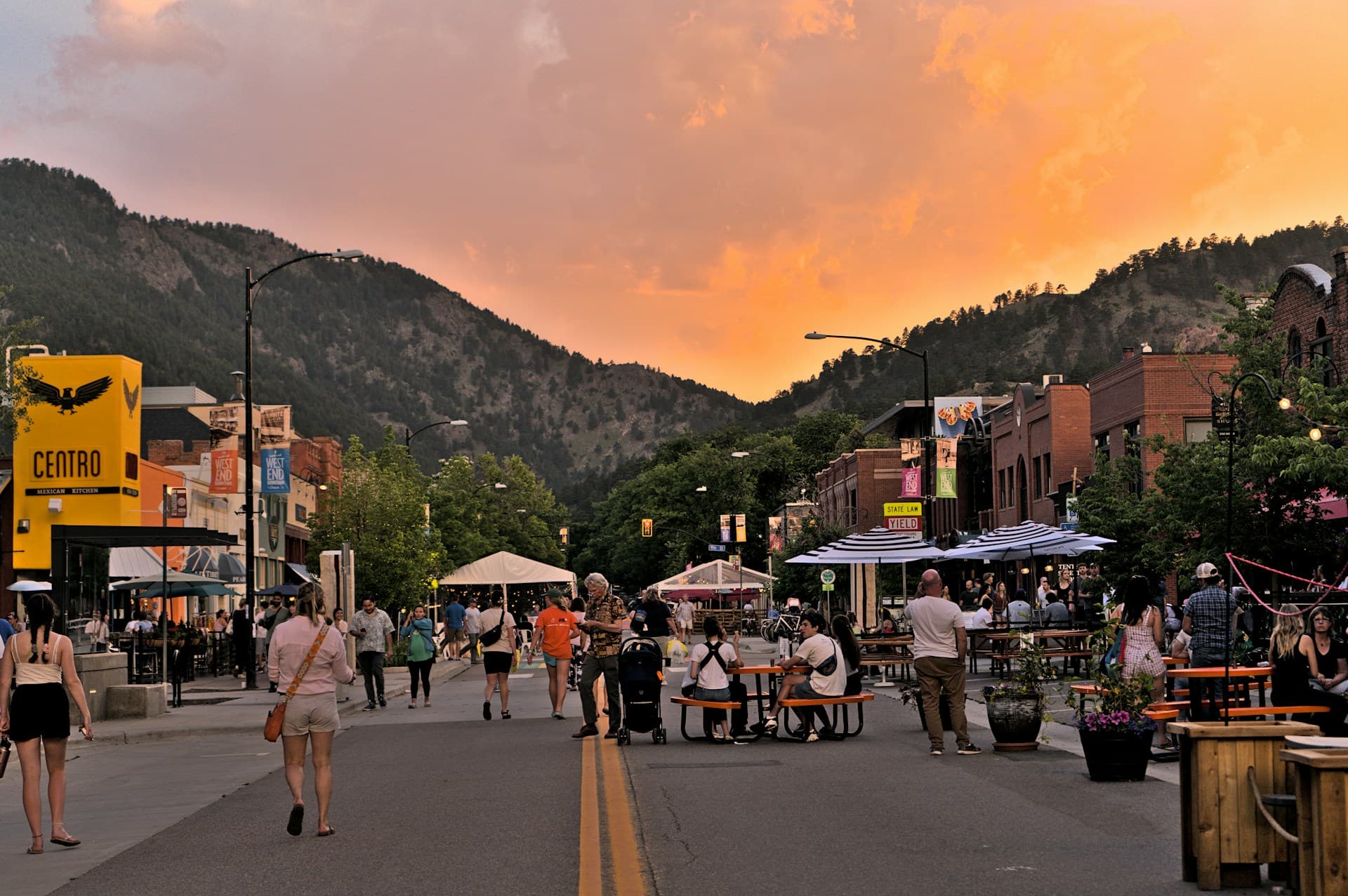 Boulder Flatirons obstructing the view of a sunset